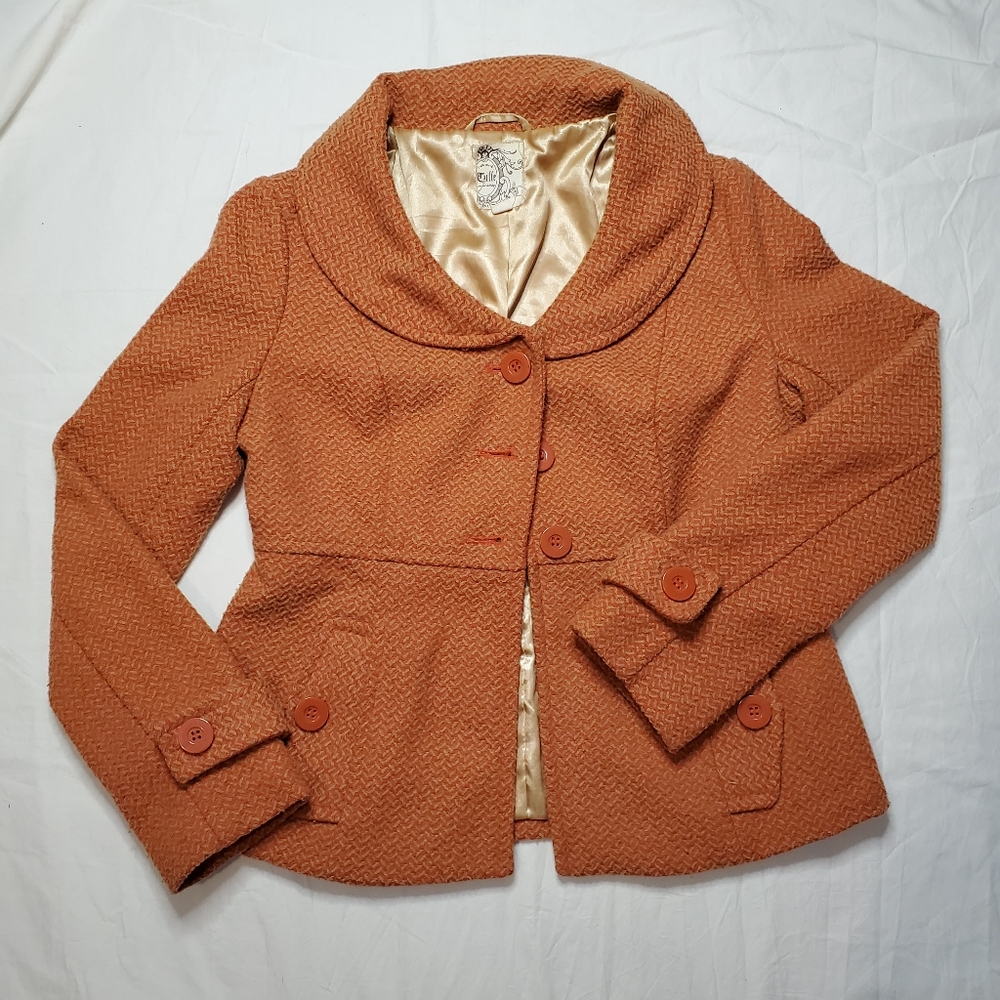 Cute Orange Blazer, 60 Vibes, Peter Pan Collar
